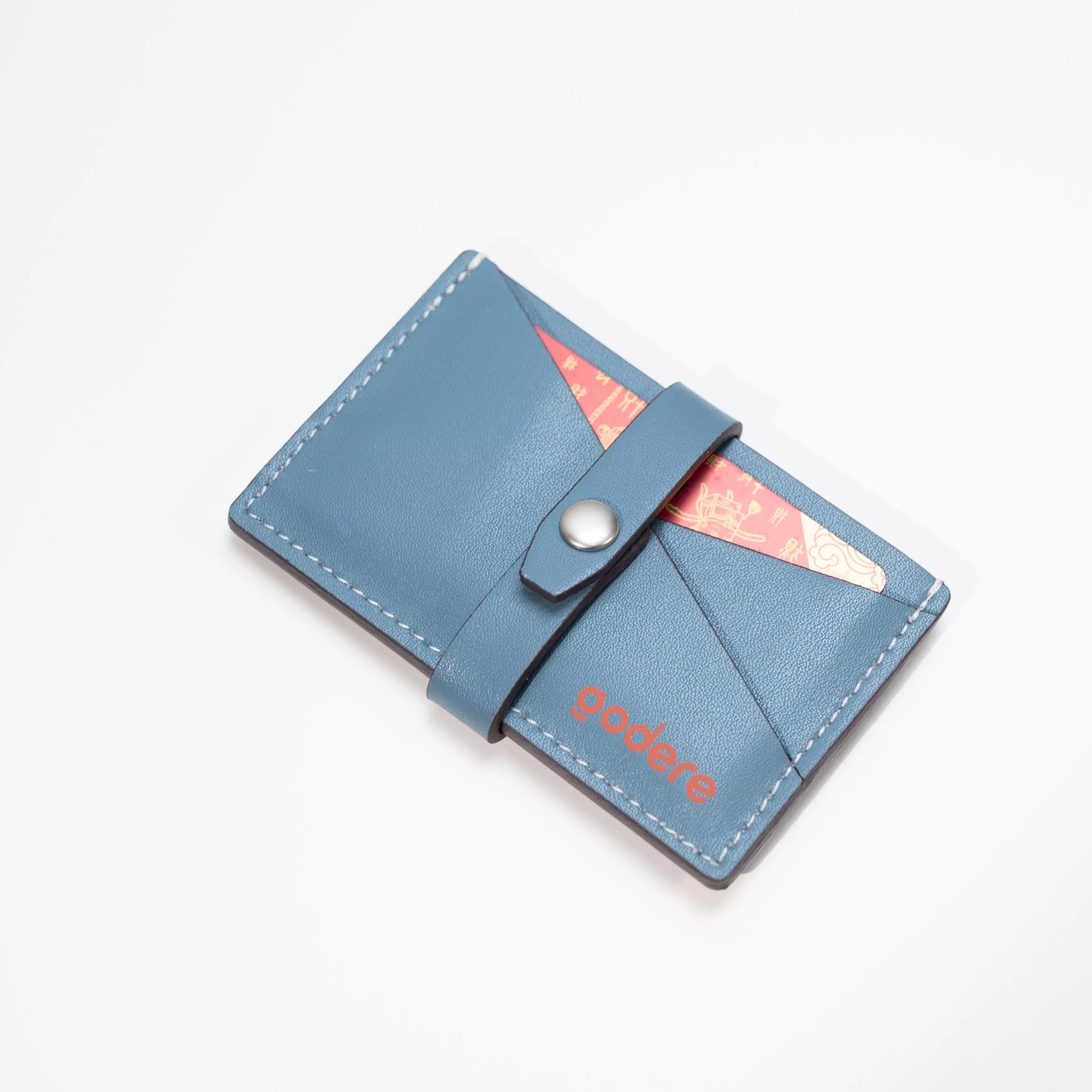 Porta carte di credito stile semplice colore Macron realizzato a mano in vera pelle