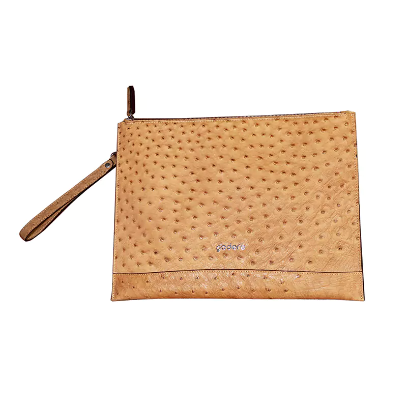 Borsa sottobraccio originale in pelle di struzzo