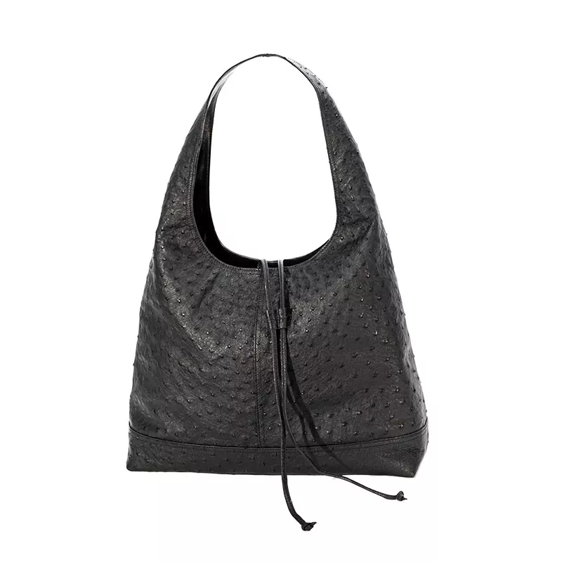 Borsa sottobraccio in pelle di struzzo