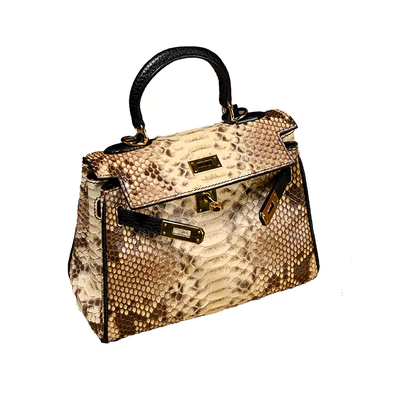 Borsa Kelly in pelle di serpente