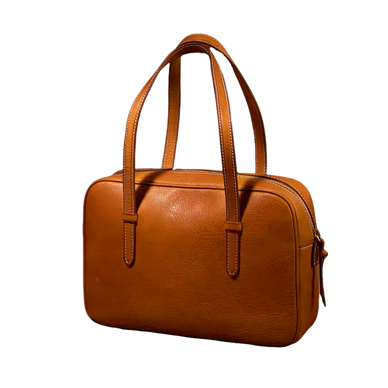 Borsa sottobraccio quadrata in pelle conciata al vegetale