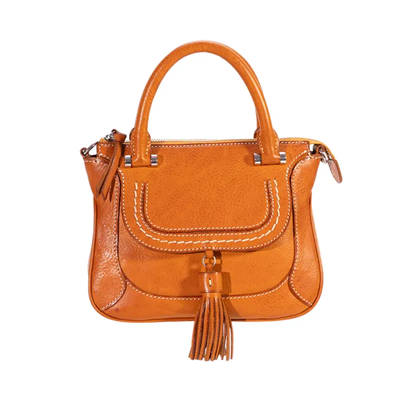 Borsa Con Nappine In Pelle Conciata Al Vegetale