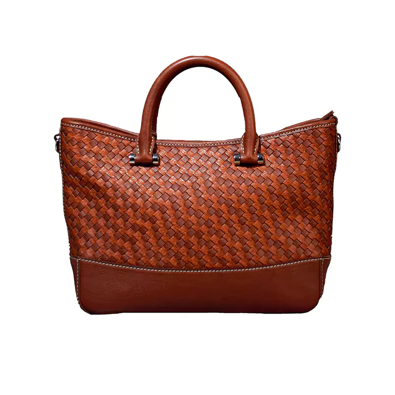 Borsa a tracolla in pelle intrecciata